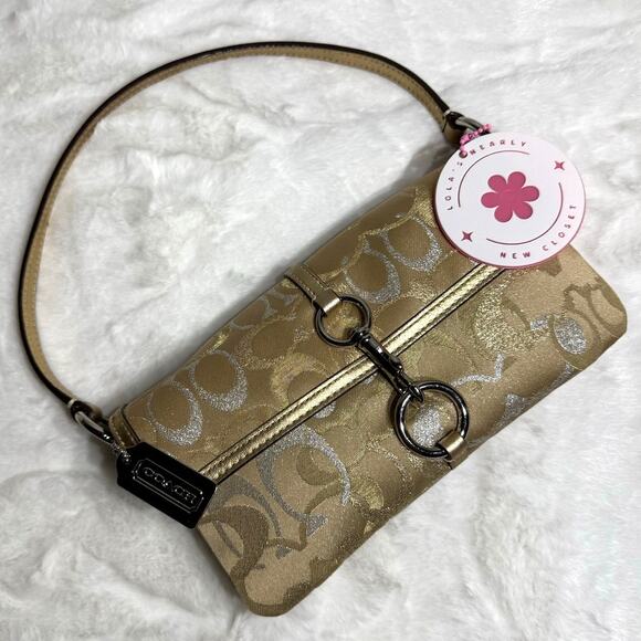 y2k COACH Vintage Demi Metallic Gold Silver Mini Purse - Picture 1 of 9